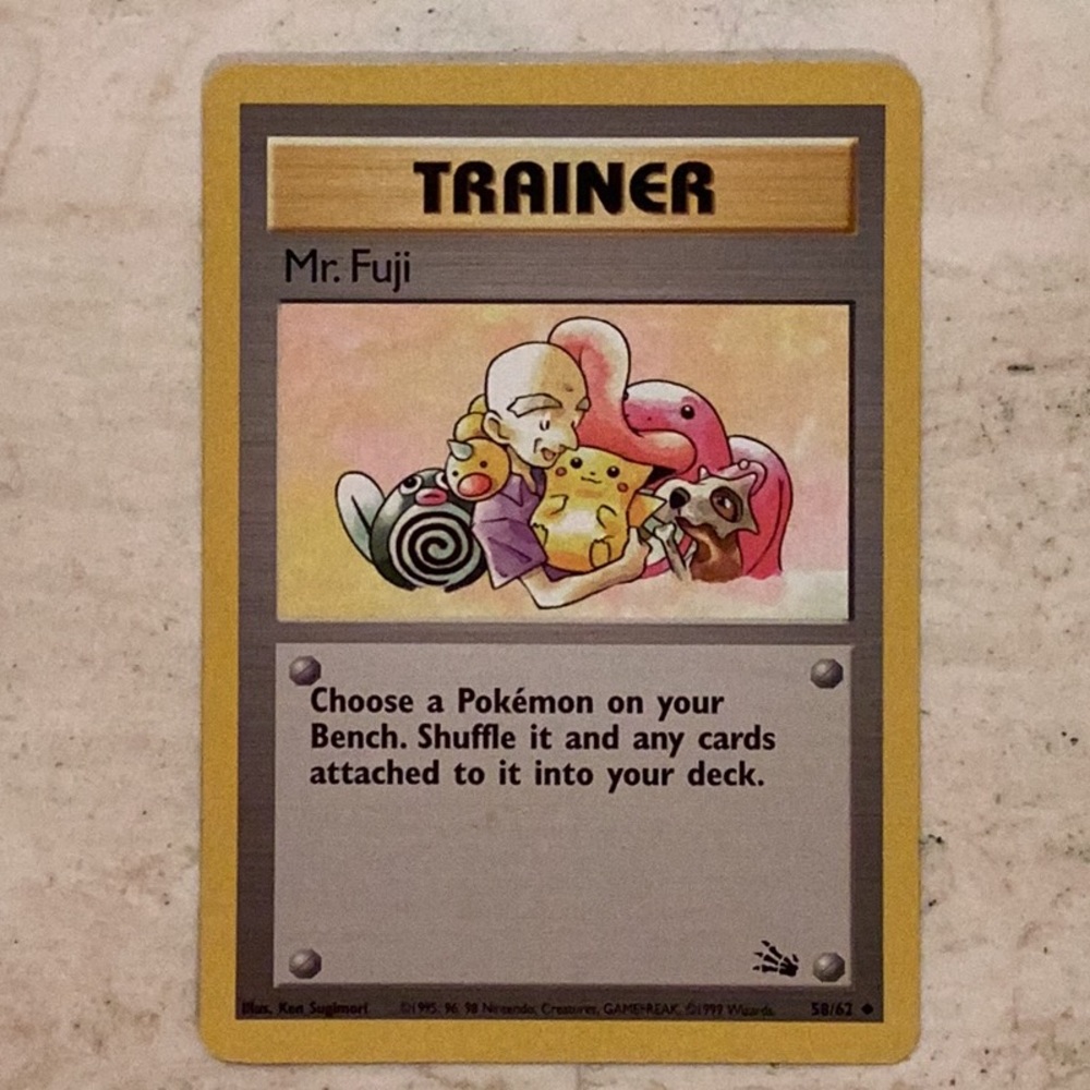 Mr. Fuji Trainer 1999 Pokemon Card 58/62 Fossil TCG #58